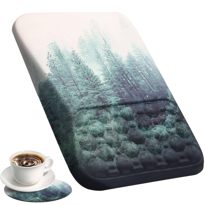 Ospelelf Mousepad with Wrist Rest Ergonomic Computer Comfortable Pain Relief Mouse Pad Wrist Support Green Forest Pattern - Image 1