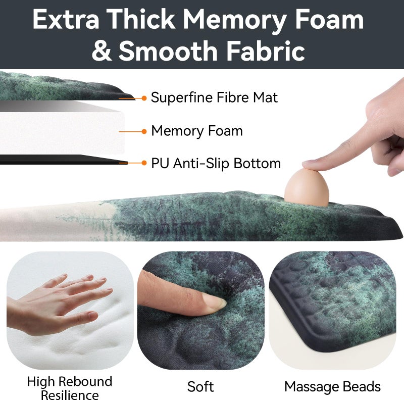 Ospelelf Mousepad with Wrist Rest Ergonomic Computer Comfortable Pain Relief Mouse Pad Wrist Support Green Forest Pattern - Image 3