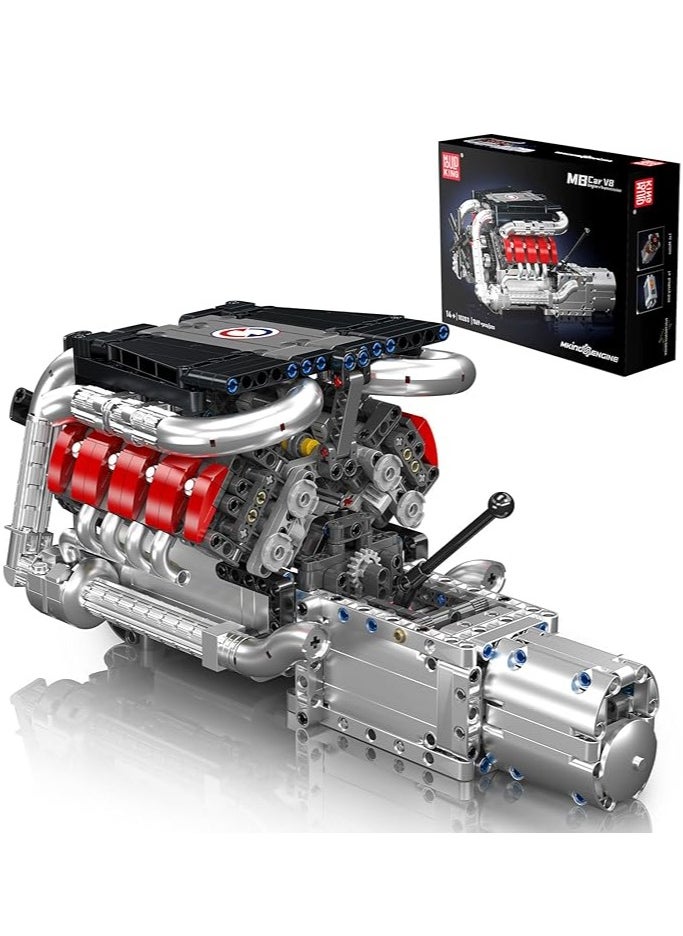 mould king 10203 Supercar V8 Engine Transmission Kit,Educational Sports Car Bricks Set,8-Cylinder Car Engine Building Engineering  Building Blocks  - Image 1