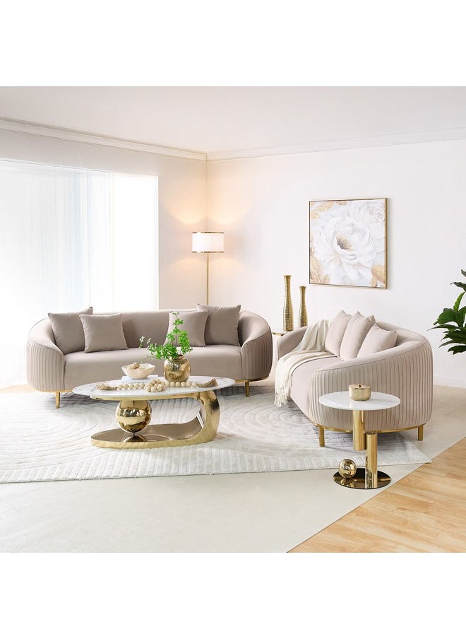 هوم بوكس - كنبة قماش سورينتو 3 مقاعد مع 4 وسائد 94 × 79 × 234 سم - Image 1