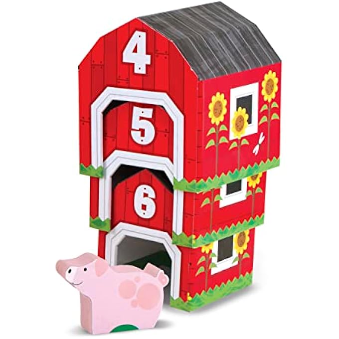 NESTING AND SORTING BARNS AND ANIMALS WITH 6 NUMBERED BARNS AND MATCHING WOODEN ANIMALS - NUMBERS LEARNING TOYS, SORTING AND STACKING TOYS FOR TODDLERS AGES 2+ - Image 5