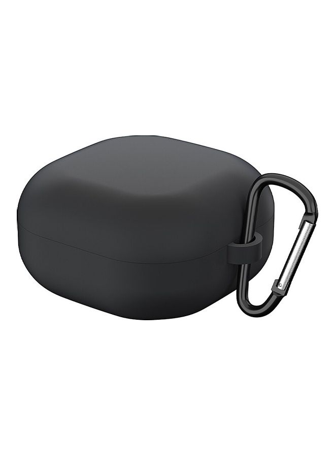 Silicone Case Compatible For Galaxy Buds Pro/Buds Live Shockproof Cover Soft Flexible with Keychain Carabiner Black - Image 1