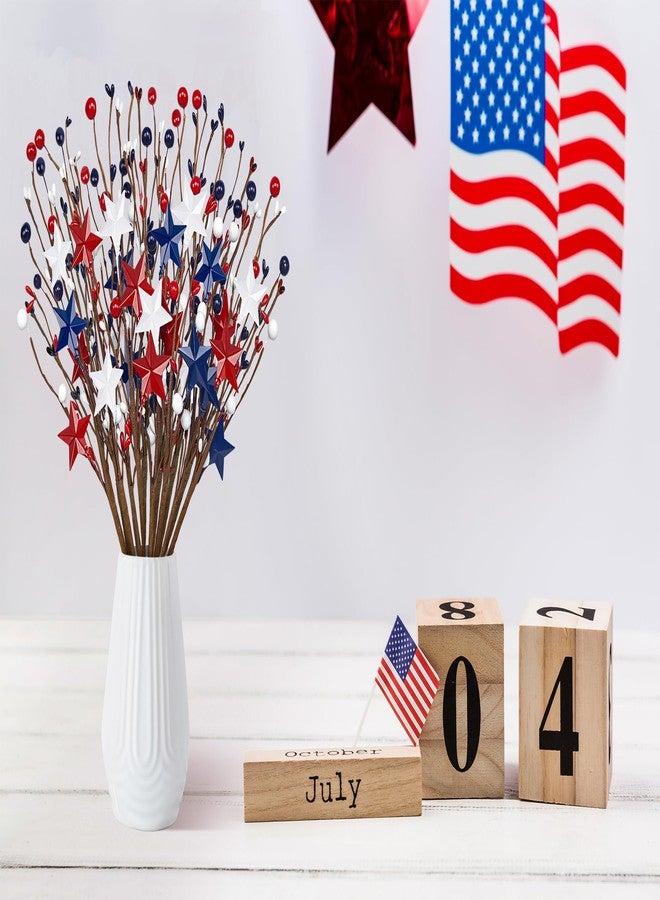 Eternity sky 15PCS 4th/Fourth of July Decorations Patriotic Picks Red White Blue Berry Stems Memorial Independent Day Labor Decor for Home Vase Table Centerpieces - Image 2