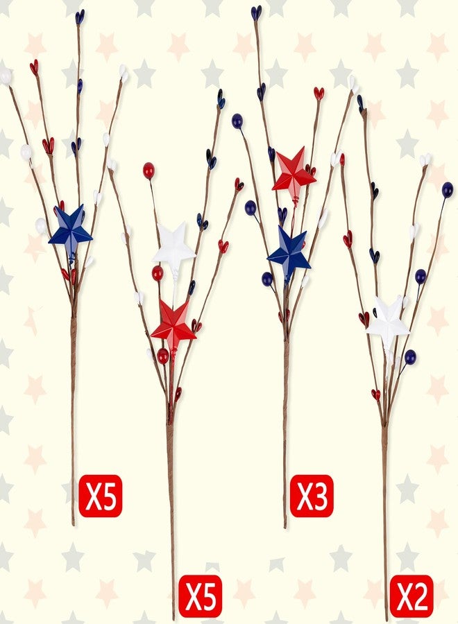 Eternity sky 15PCS 4th/Fourth of July Decorations Patriotic Picks Red White Blue Berry Stems Memorial Independent Day Labor Decor for Home Vase Table Centerpieces - Image 4