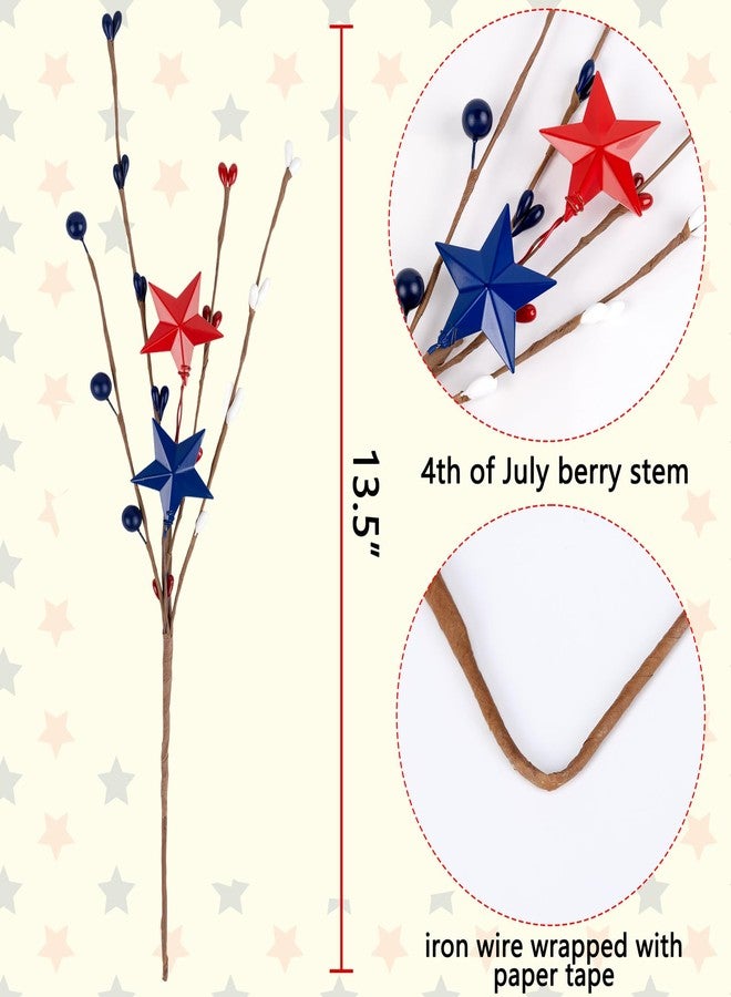 Eternity sky 15PCS 4th/Fourth of July Decorations Patriotic Picks Red White Blue Berry Stems Memorial Independent Day Labor Decor for Home Vase Table Centerpieces - Image 3