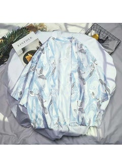Summer Retro Crane Kimono Cardigan Crane light blue