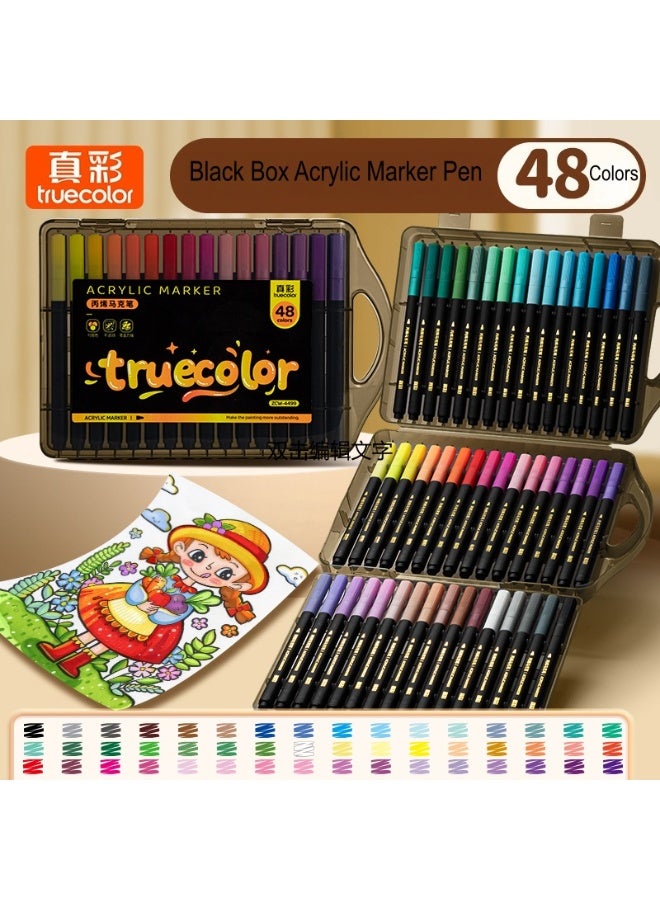 True Color Small Black Box Acrylic Markers, 48 Stackable Colors for Elementary School Students - Image 1
