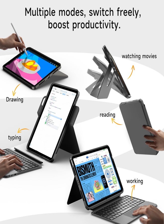 HOU iPad Air 11 Case with Keyboard (M3 2025, M2 2024) Detachable Rotatable Magnetic Full Protection Case, 7-Color Backlight, Touchpad, Elastic Pen Holder for iPad Pro 11 (4th-1st) & Air (5/4th)-Black - Image 3