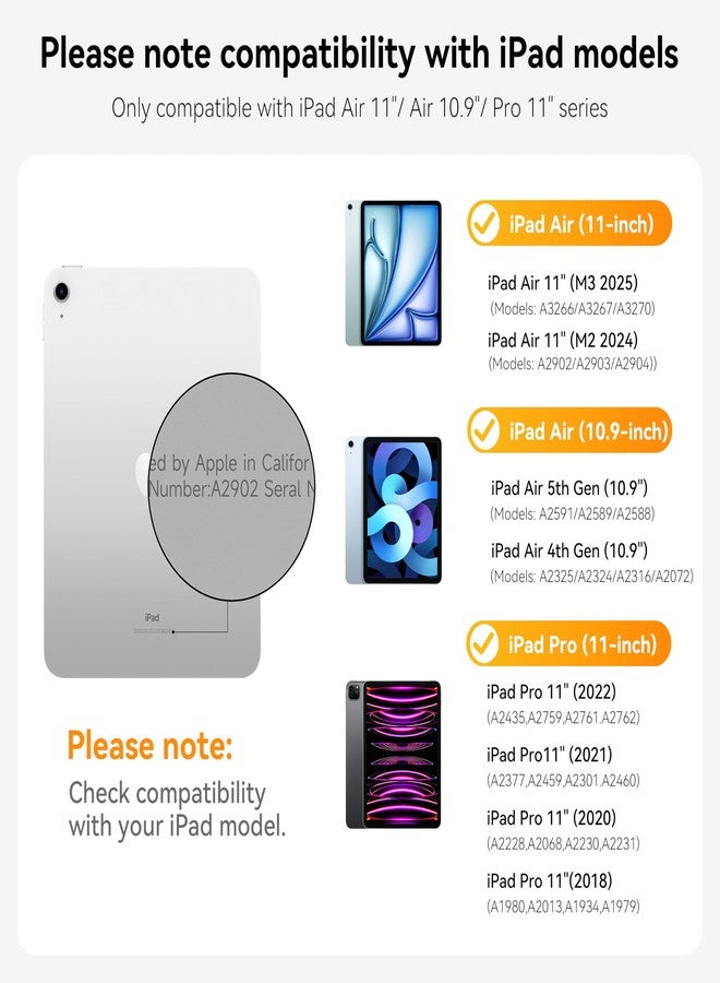 HOU iPad Air 11 Case with Keyboard (M3 2025, M2 2024) Detachable Rotatable Magnetic Full Protection Case, 7-Color Backlight, Touchpad, Elastic Pen Holder for iPad Pro 11 (4th-1st) & Air (5/4th)-Black - Image 2