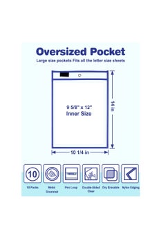 Y&D Dry Erase Pocket, 6 Assorted Colors, Ticket Holders, Clear Reusable Plastic Sleeves, Sheet Protectors for Classroom, School, Office, Home Teachers, Students  - Image 2