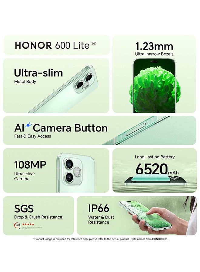 هونور 600 لايت ثنائي الشريحة 5G أسود مخملي 8GB RAM 256GB - النسخة الدولية - Image 2