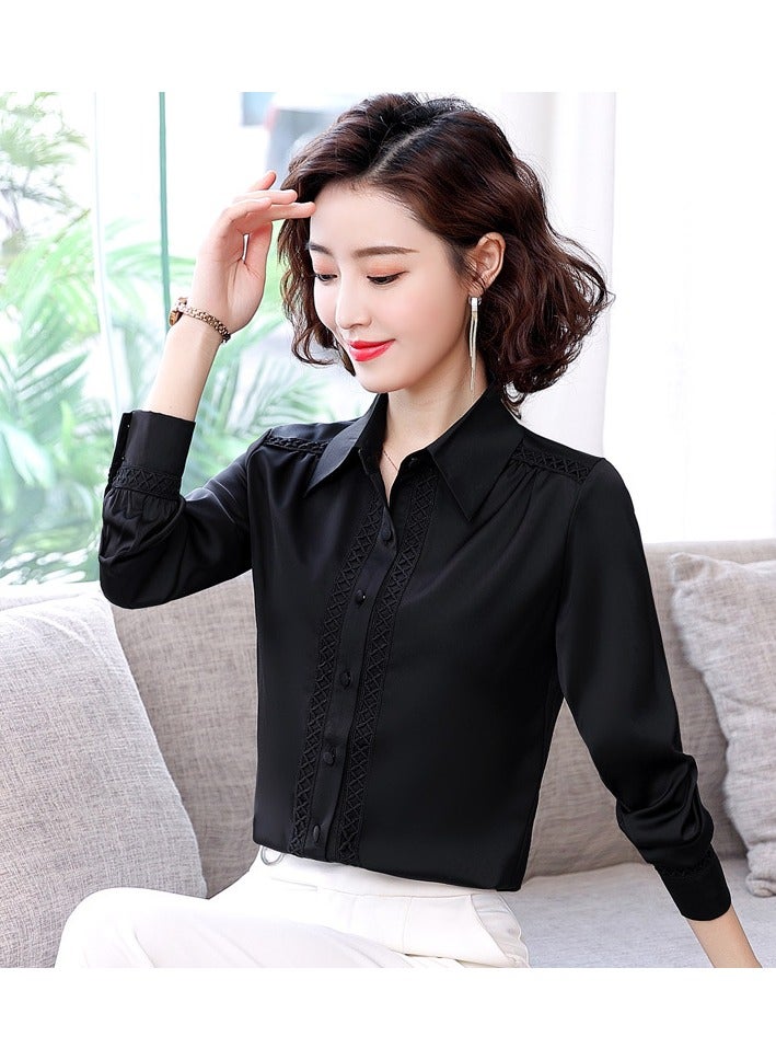 Shougu New Temperament Solid Color Shirt Women's Long Sleeved Shirt - Image 2