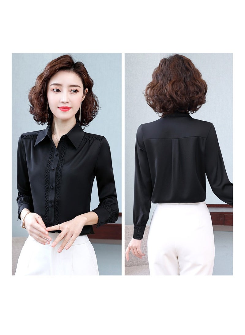 Shougu New Temperament Solid Color Shirt Women's Long Sleeved Shirt - Image 3