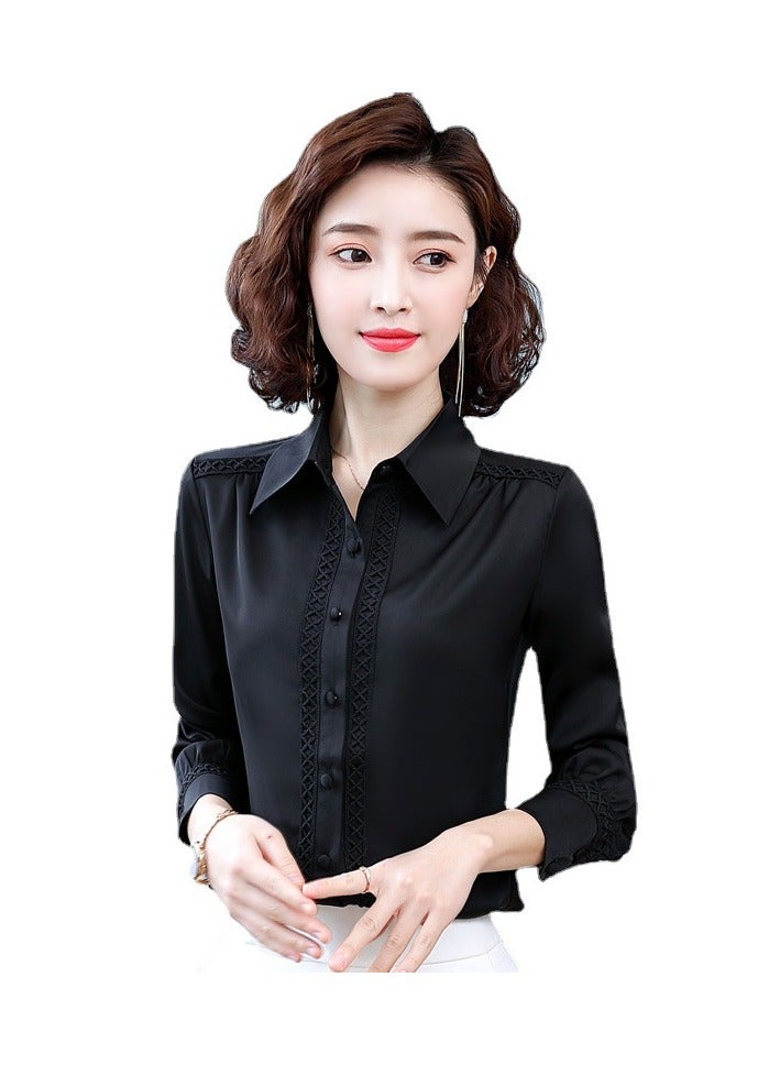 Shougu New Temperament Solid Color Shirt Women's Long Sleeved Shirt - Image 1