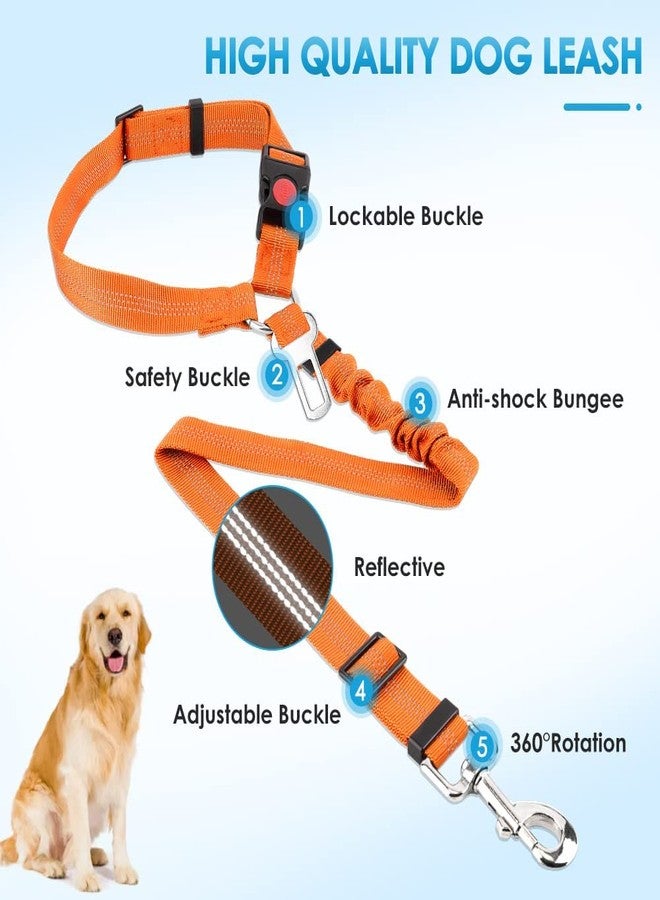 Lukovee Dog Car Seat Belt, 2 Pack Headrest Restraint Seatbelt, Adjustable Pet Safety Leads with Reflective Elastic Bungee for Dog Harness Collar Travel Daily Use (Orange,Headrest + Clip) - Image 4