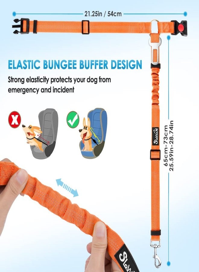 Lukovee Dog Car Seat Belt, 2 Pack Headrest Restraint Seatbelt, Adjustable Pet Safety Leads with Reflective Elastic Bungee for Dog Harness Collar Travel Daily Use (Orange,Headrest + Clip) - Image 3