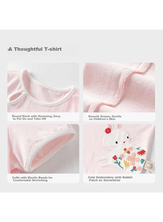 Davebella Girls' Summer Short-Sleeve T-Shirt, Children'S Cotton Top, Baby Stylish Undershirt