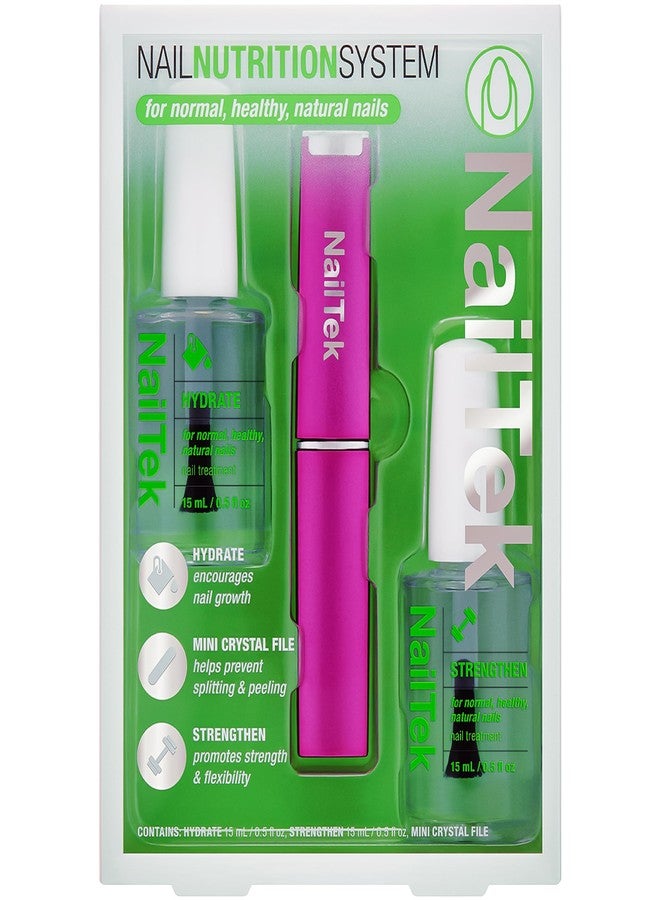 Nail Tek Nutrition Kit - Nail Strengthener and Growth Polish Treatment with Mini Crystal File, Nail-Repair for Damaged Nails, 2 x 0.5 fl oz - Image 1