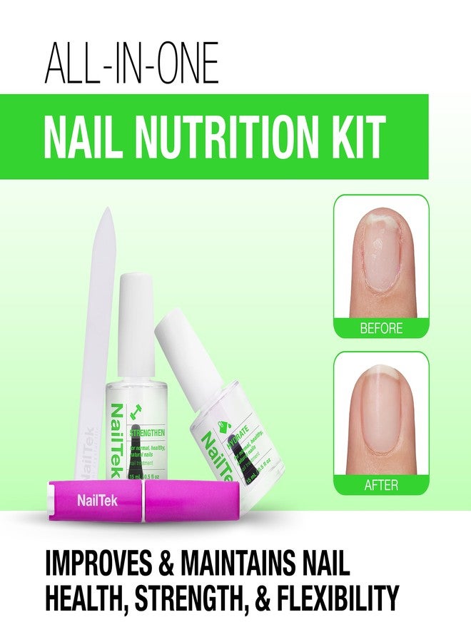 Nail Tek Nutrition Kit - Nail Strengthener and Growth Polish Treatment with Mini Crystal File, Nail-Repair for Damaged Nails, 2 x 0.5 fl oz - Image 3