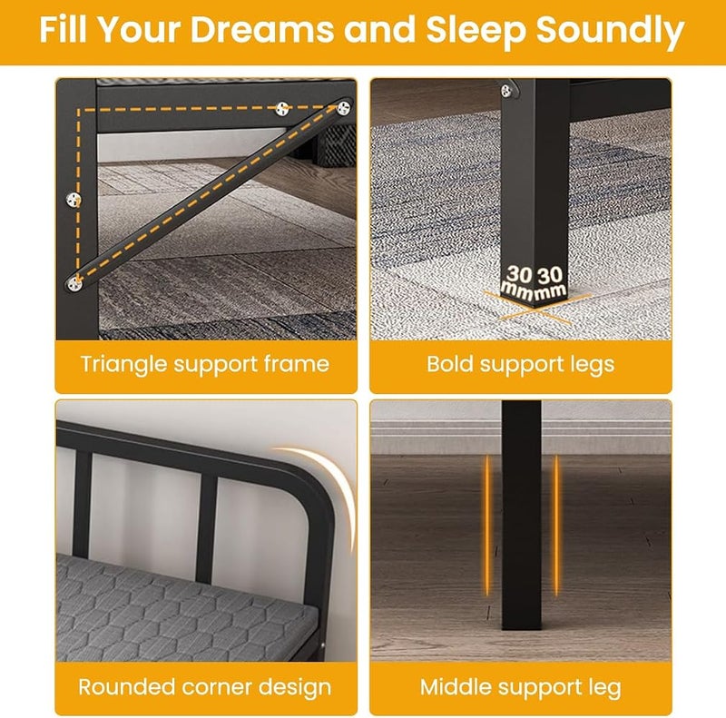 HASTHIP Folding Bed with Backrest, Foldable Bed One-piece Soft Mattress Design, Durable Stainless Steel Material, Easy Sleeping for Home, Office, 75cm(H) x 186(L) cm (Black) - Image 5