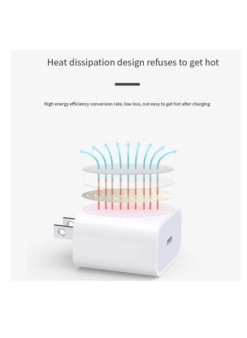 عام 20W USB C PD Charger Plug Power Delivery Type C Adapter Compatible With MacBook Pro/Air, iPad Pro, New iPad 9, iPad mini 6, iPhone 13 Pro/13 Pro Max/13/13 mini/12 Pro Max/11 Pro,Galaxy S20+,etc - Image 2