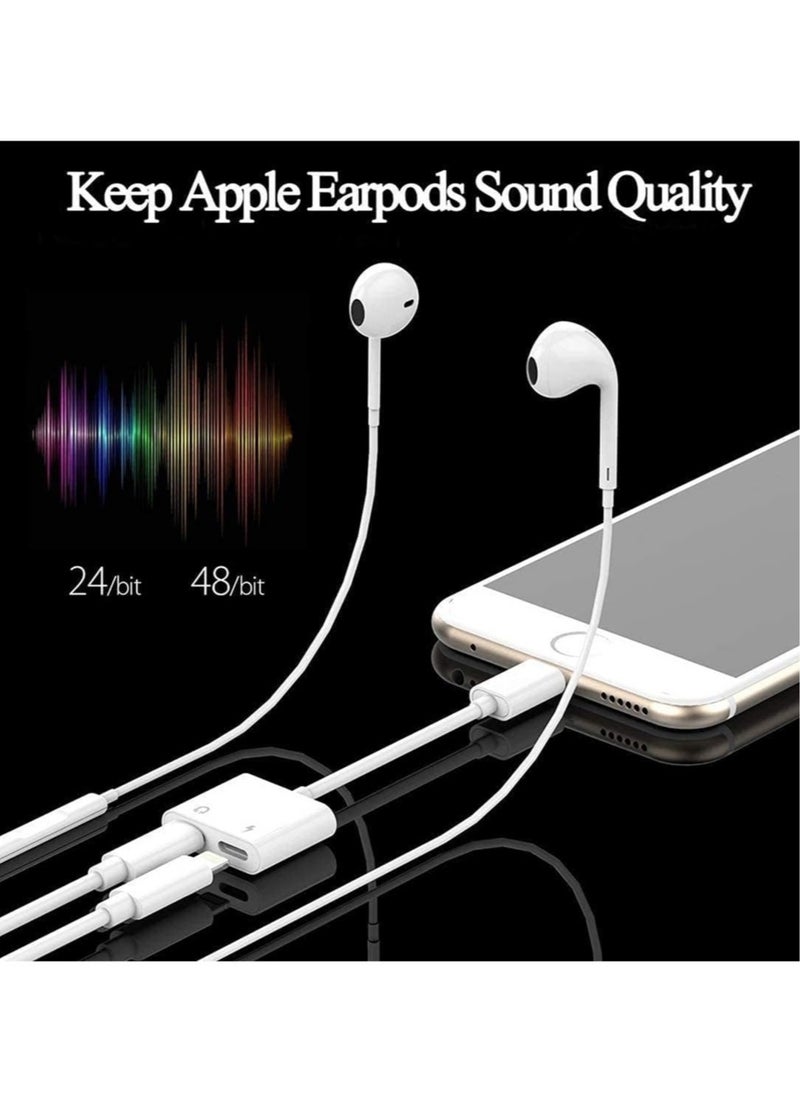 Generic - iPhone Headphones Adapter & Splitter, 2 in 1 Dual Lightning Charger Cable Aux Audio Adapter Converter for iPhone 12/11/XS/XR/X/8/7/6/iPad, Support Calling+Charging+Music Control - Image 1