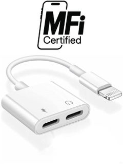 Generic iPhone Headphones Adapter & Splitter, 2 in 1 Dual Lightning Charger Cable Aux Audio Adapter Converter for iPhone 12/11/XS/XR/X/8/7/6/iPad, Support Calling+Charging+Music Control  - Image 1