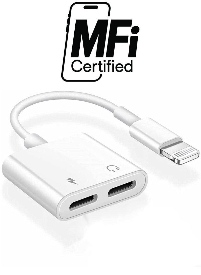 Generic - iPhone Headphones Adapter & Splitter, 2 in 1 Dual Lightning Charger Cable Aux Audio Adapter Converter for iPhone 12/11/XS/XR/X/8/7/6/iPad, Support Calling+Charging+Music Control - Image 1