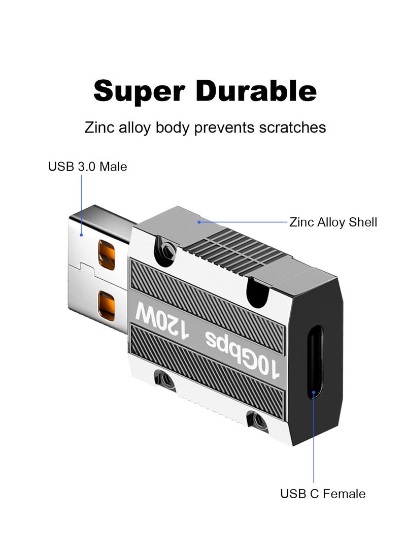 SYOSI USB C to USB Adapter, 2PCS Zinc Alloy Shell Super Fast Charge 120w Converter, USB 3.0 Male to USB Type C Female Converter - Image 2