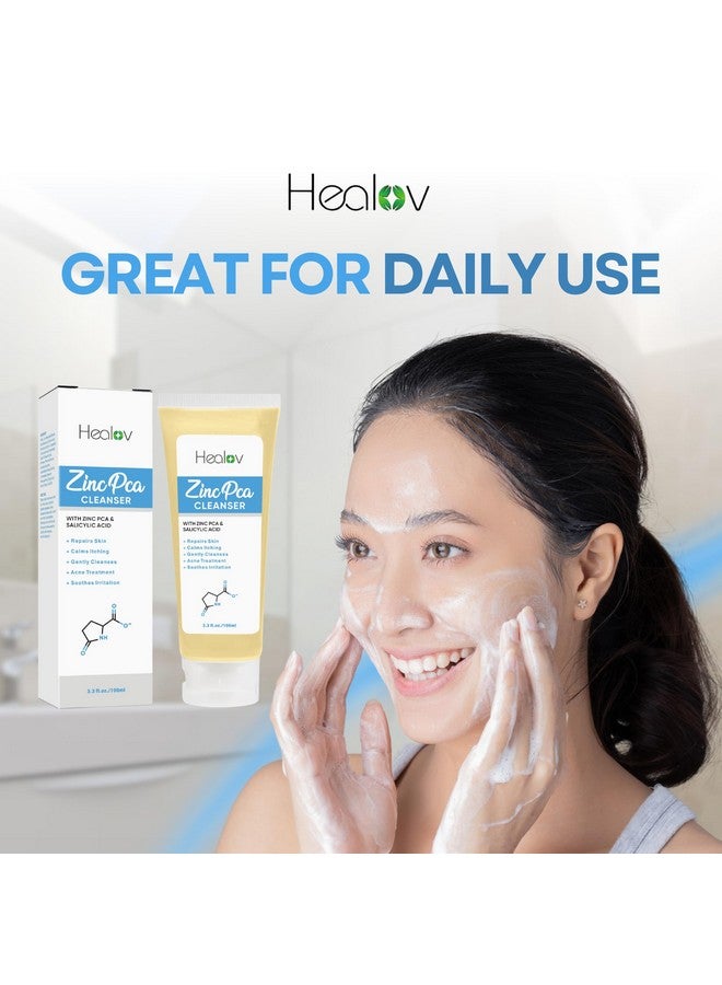 هيربلوڤ غسول الزنك للوجه | منظف الجسم بصابون الزنك لعلاج حب الشباب، والوردية، والأكزيما، والتهاب الجلد، والصدفية، والحكة | غسول منظف ومهدئ للوجه | غسول الزنك المقشر للوجه والجسم لجميع أنواع البشرة - Image 4