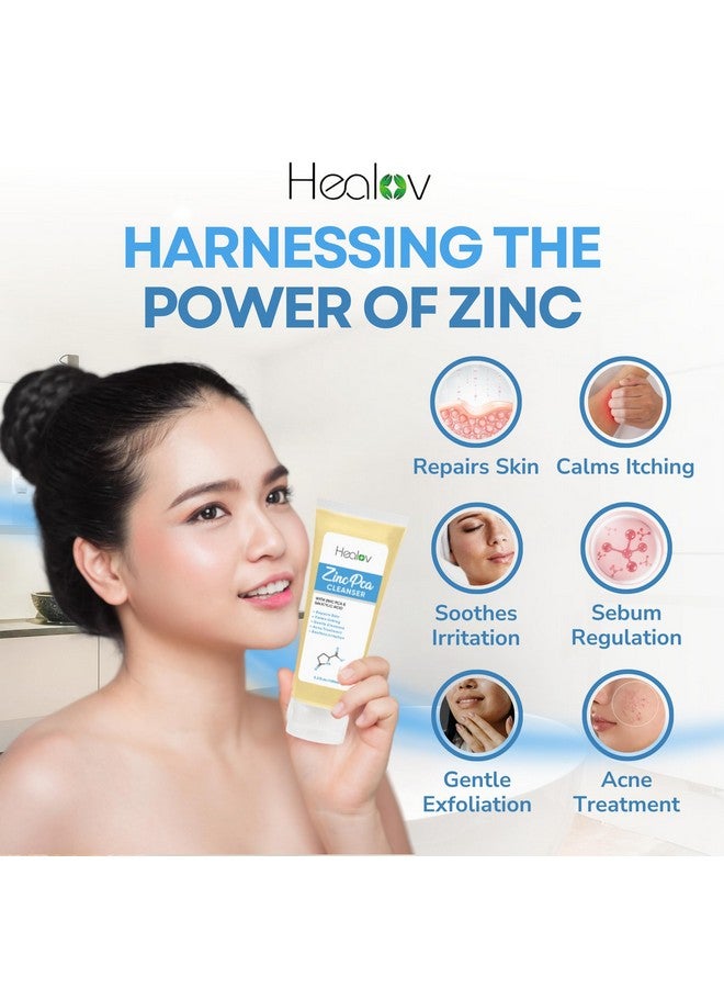 هيربلوڤ غسول الزنك للوجه | منظف الجسم بصابون الزنك لعلاج حب الشباب، والوردية، والأكزيما، والتهاب الجلد، والصدفية، والحكة | غسول منظف ومهدئ للوجه | غسول الزنك المقشر للوجه والجسم لجميع أنواع البشرة - Image 2