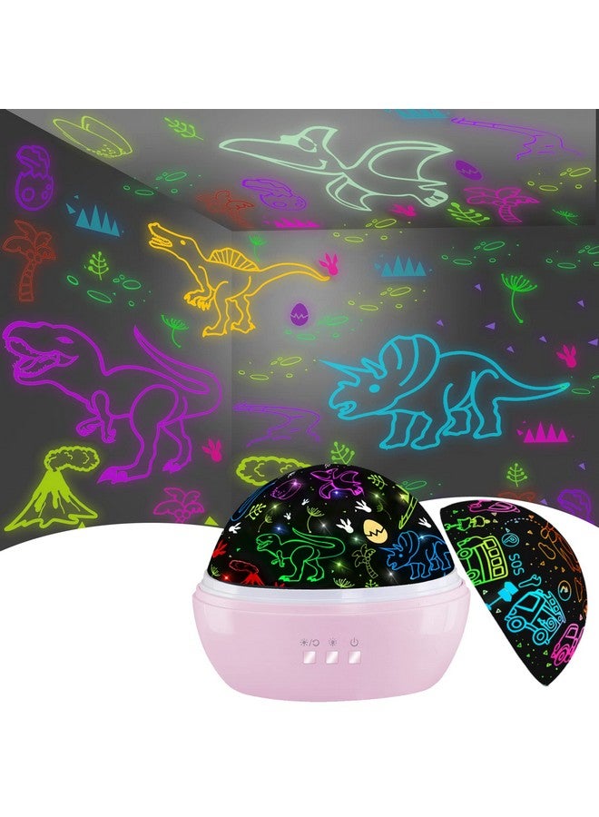 HONGID Dinosaur Toys for 3-8 Year Old Girls,Dino Projection Kids Toys for 3-8 Year Olds Girls 2 in 1 Car Toys for 3-10 Year Olds Girls,Chirstmas Toys Easter Gifts for 3-10 Year Olds Kids Toddler Toys (Pink)  - Image 1