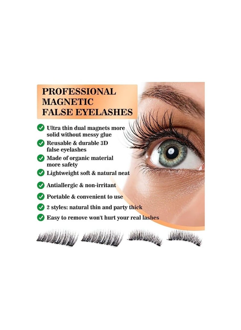 Magnetic Eyelashes Reusable Magnetic False Eyelashes 3D 6 Magnets Extension Soft