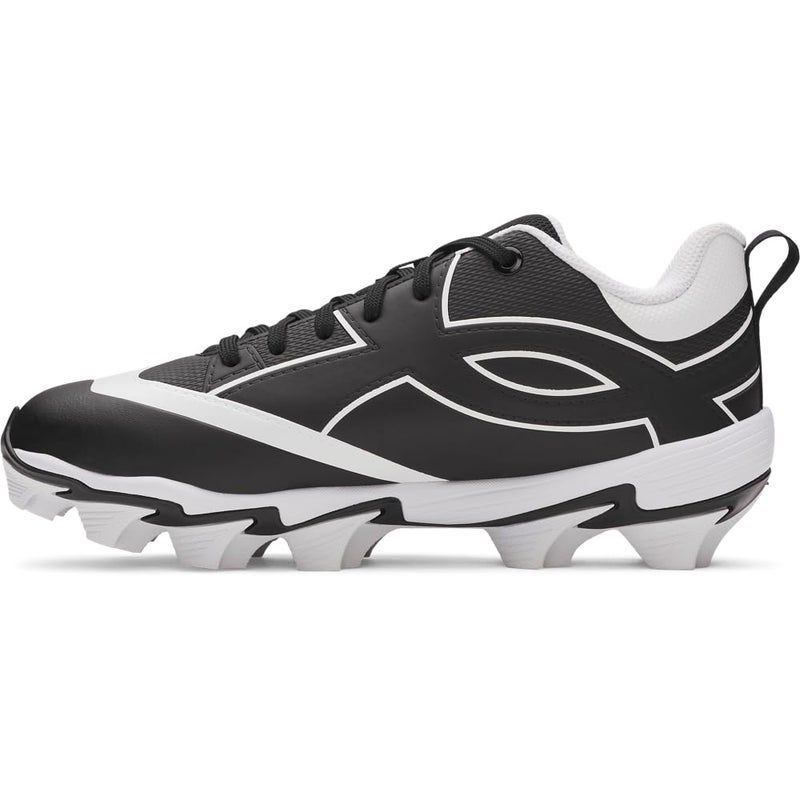 Under Armour Boys' Leadof Icon Low RM JR Baseball Cleats, (001) Black/Black/White, 10K, US