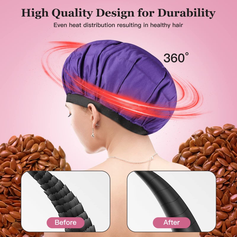Amzpic Cordless Deep Conditioning Heat Cap - Safe, Microwavable Heat Cap for Steaming, Heat Therapy for Hair, Flaxseed Seed Interior for Maximum Heat Retention (Second Generation) - Image 5