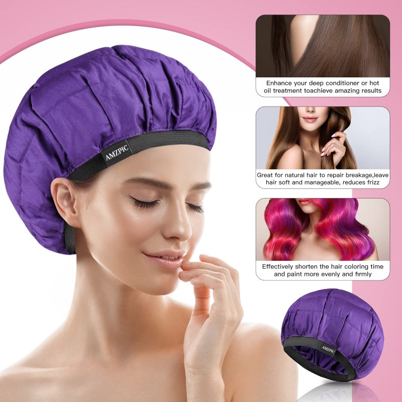 Amzpic Cordless Deep Conditioning Heat Cap - Safe, Microwavable Heat Cap for Steaming, Heat Therapy for Hair, Flaxseed Seed Interior for Maximum Heat Retention (Second Generation) - Image 3