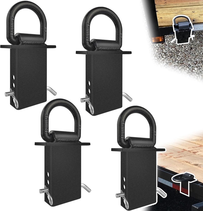 VONLX 4Pcs Heavy Duty Stake Pocket D Rings - 16200lbs Removable Tie Down for Utility Trailers and Flatbeds - Image 1