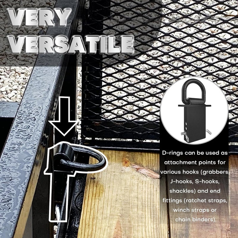 VONLX 4Pcs Heavy Duty Stake Pocket D Rings - 16200lbs Removable Tie Down for Utility Trailers and Flatbeds - Image 2
