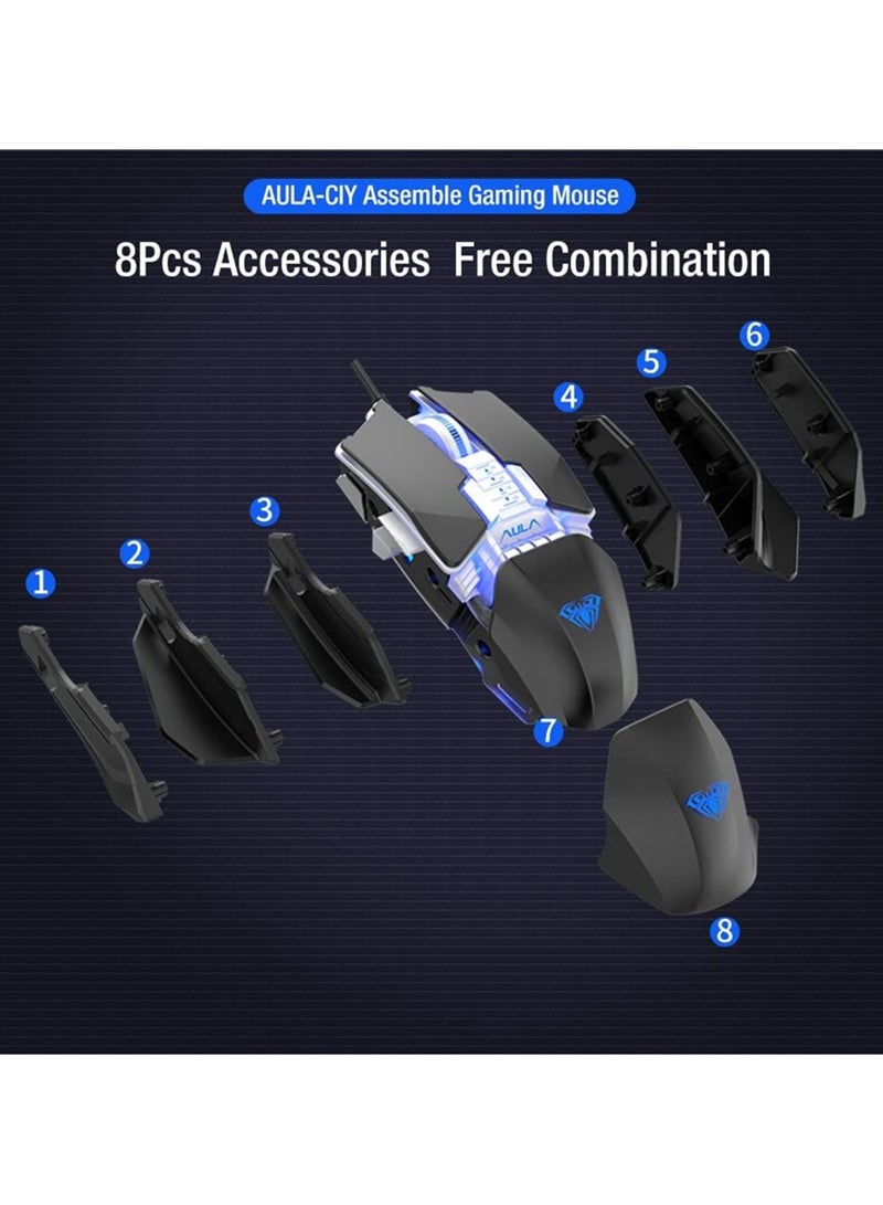 أولا ماوس ألعاب ضوئي سلكي بمنفذ USB من اولا (4800 نقطة لكل بوصة، H508، 7 أزرار) - Image 3