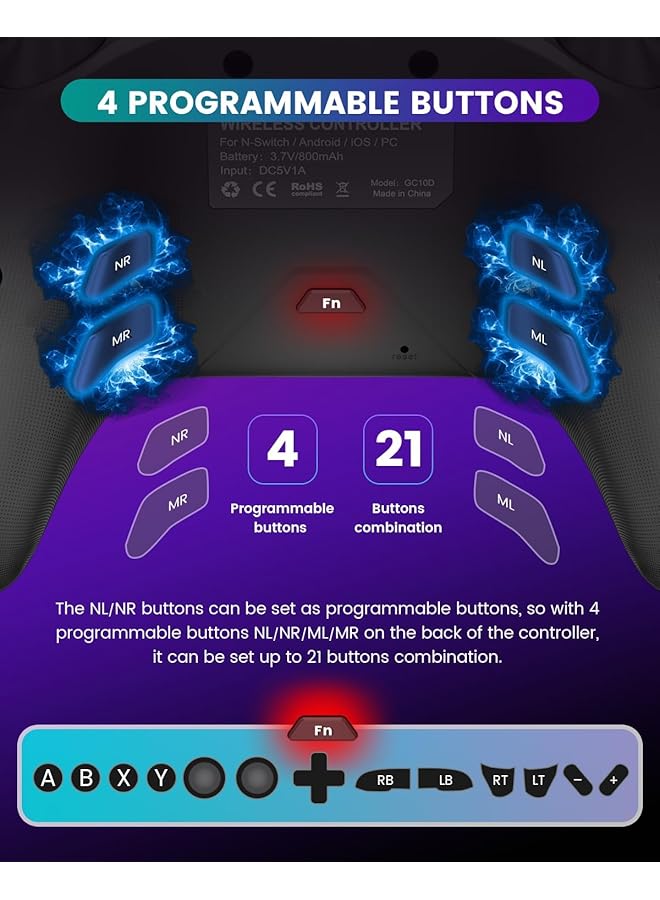 KASTWAVE Bluetooth Controller For Windows Pc/Iphone/Android/Switch/Steam Os/Tv 2.4G Wireless Game Controller With Usb Dongle&Phone Clip With Hall Trigger/2 Triggers/Macro/Joystick Speed Down/Gyro Aim/Motors - Image 5