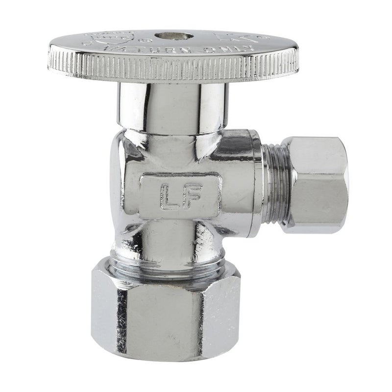 Plumb Pak Keeney PP61PCLF 1/2" Nominal Copper by 3/8" OD Lead Free Quarter Turn Angle Valve, 1/2" x 3/8", Chrome - Image 3
