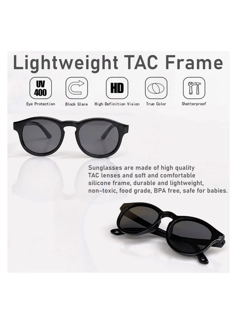 KASTWAVE - Adjustable Polarized Baby Sunglasses with UV 400 Protection - Soft Silicone Frame for Boys & Girls, 0-48 Months - Infant Outdoor Sunshade - Flexible Strap Included (Black) - Image 1