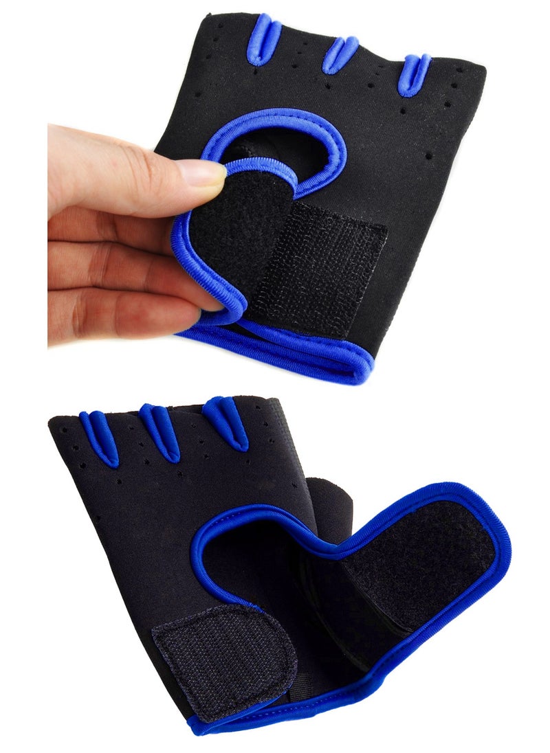 Generic Half Finger Gloves For GYM Exercise, Weightlifting And Cycling Size XXL, Black/Blue  - Image 5