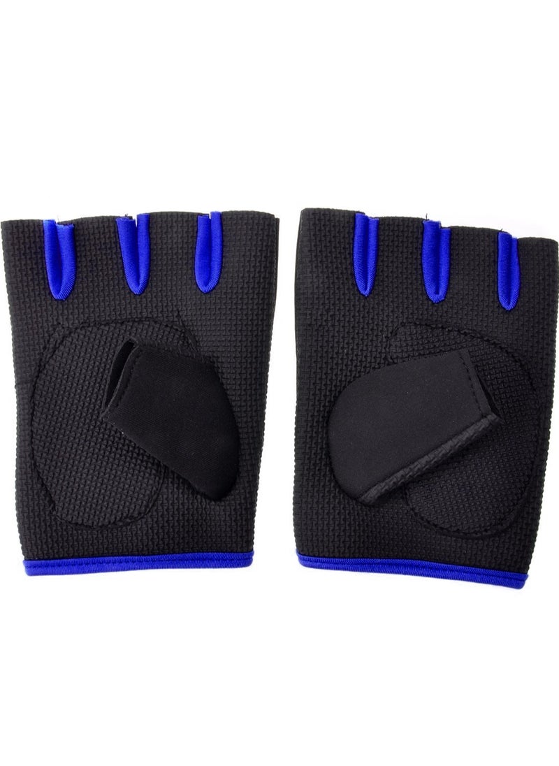 Generic Half Finger Gloves For GYM Exercise, Weightlifting And Cycling Size XXL, Black/Blue  - Image 3