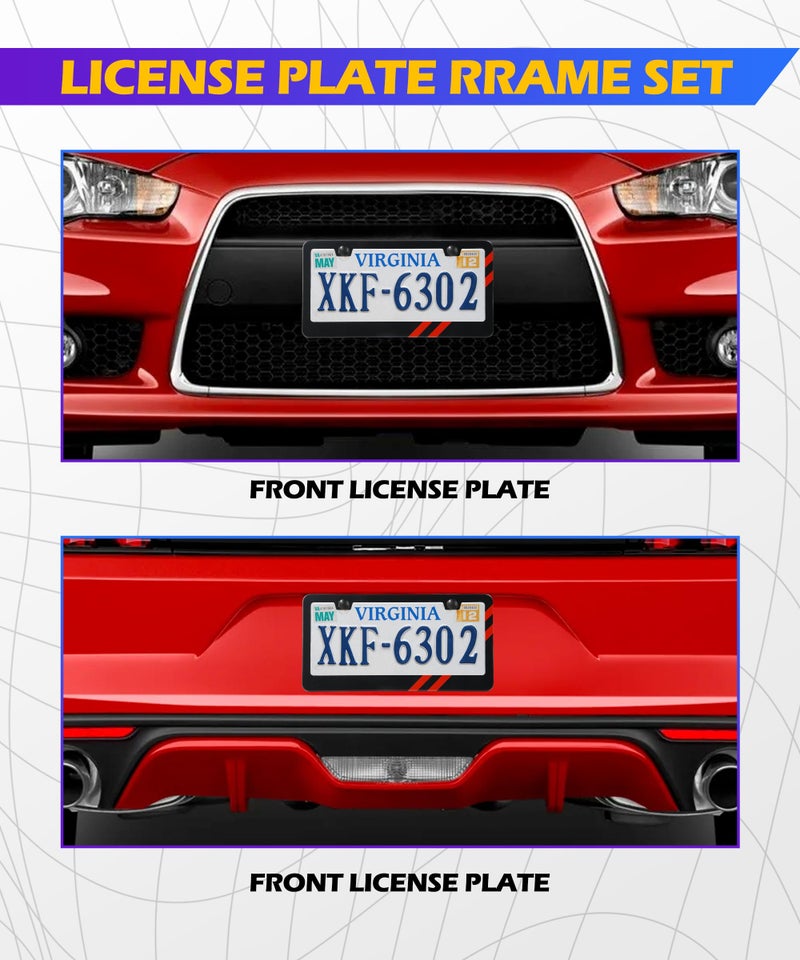 SCUARI License Plate Frames,Car Accessories Matte Black License Plate Holder,Rust Rattle Proof Aluminum Holder with Screws mounting Kit,Universal Car Tag Frame,Suitable for Most Cars SUVs (B-2PCS) - Image 3