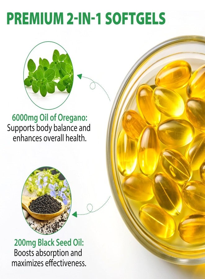 Mcukv Oil of Oregano with Black Seed Oil, 2 Pack 6000mg Oregano Oil Capsules Organic, 240 Softgels, 165mg Carvacrol, Non-GMO, Immune Support Supplement - Image 3