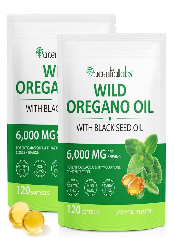 Mcukv Oil of Oregano with Black Seed Oil, 2 Pack 6000mg Oregano Oil Capsules Organic, 240 Softgels, 165mg Carvacrol, Non-GMO, Immune Support Supplement - Image 1