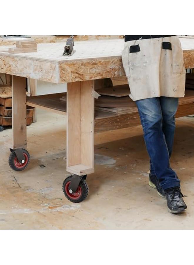 POWERTEC 8 Inch Caster Wheels Heavy Duty Fixed Plate Casters With Rubber Knobby Tread For Workbench Dolly Cart Trolley Wagon And Chicken Coop Large Rubber Castor Wheels 1Pk 17053 - Image 3