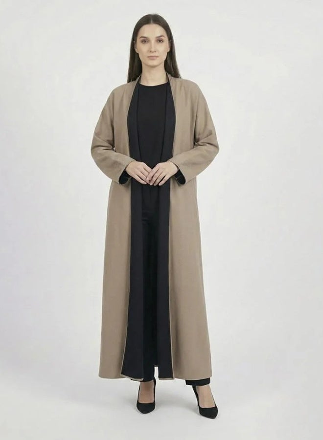 HAWRAA ABAYA Double-face abaya in navy blue and beige - Image 5
