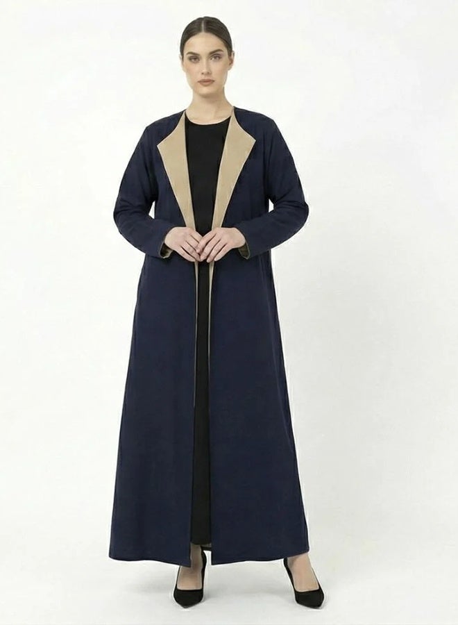HAWRAA ABAYA Double-face abaya in navy blue and beige - Image 2